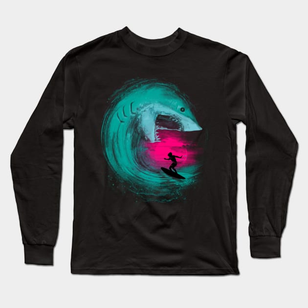 Shark Attack Long Sleeve T-Shirt by Vincent Trinidad Art